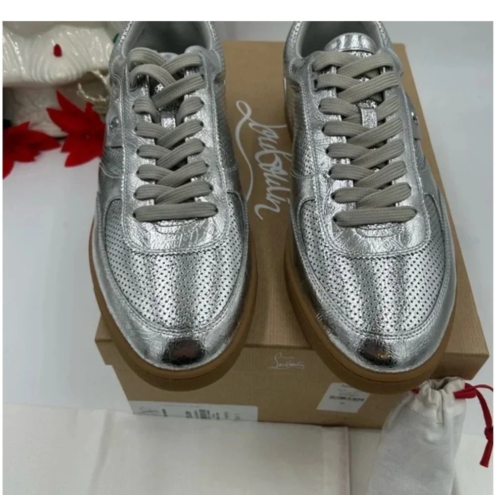 Christian Louboutin tutti rui low top metallic leather sneakers size 43